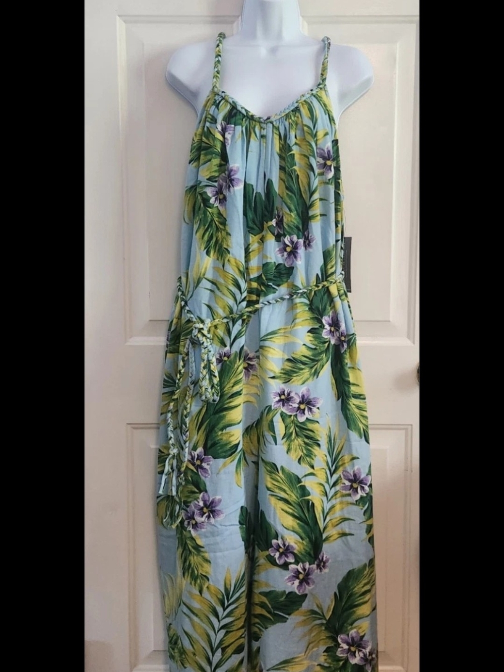 Lane Bryant Halter Neck Tropical Print Braided-Strap Jumpsuit 18/20 Petite